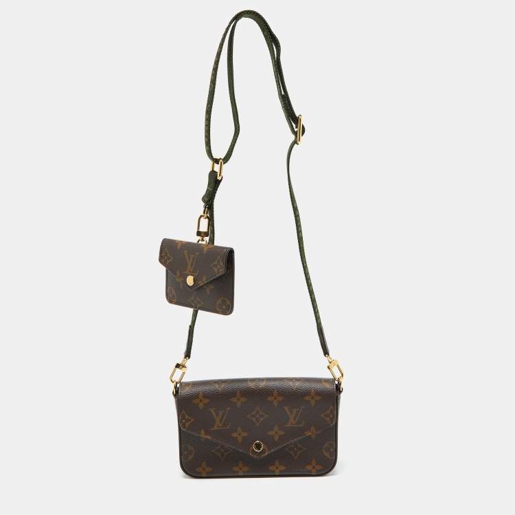 Pre Owned Louis Vuitton Khaki Monogram Canvas Félicie Strap & Go Bag