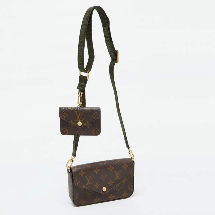 Pre Owned Louis Vuitton Khaki Monogram Canvas Félicie Strap & Go Bag