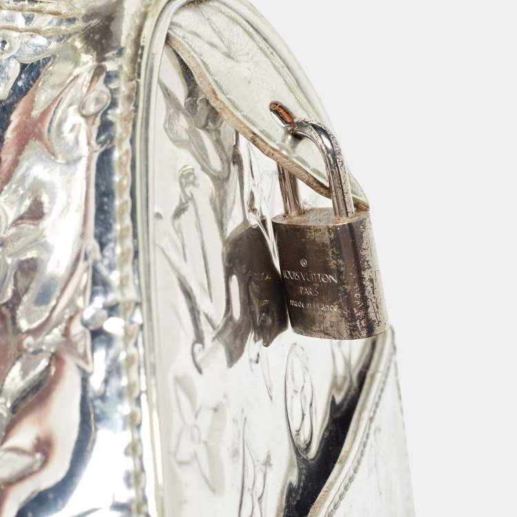 Pre Owned Louis Vuitton Silver Monogram Limited Edition Miroir Speedy 35 Bag