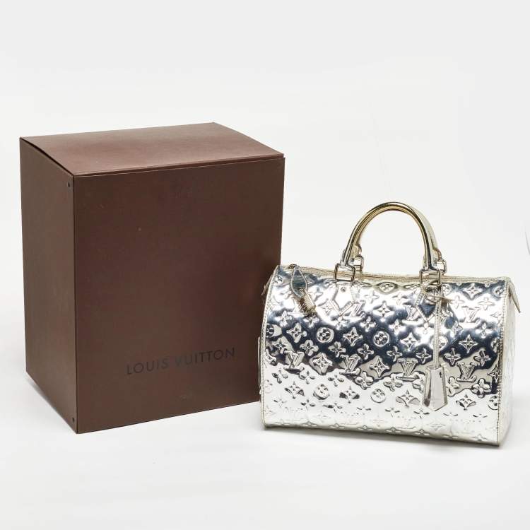 Pre Owned Louis Vuitton Silver Monogram Limited Edition Miroir Speedy 35 Bag