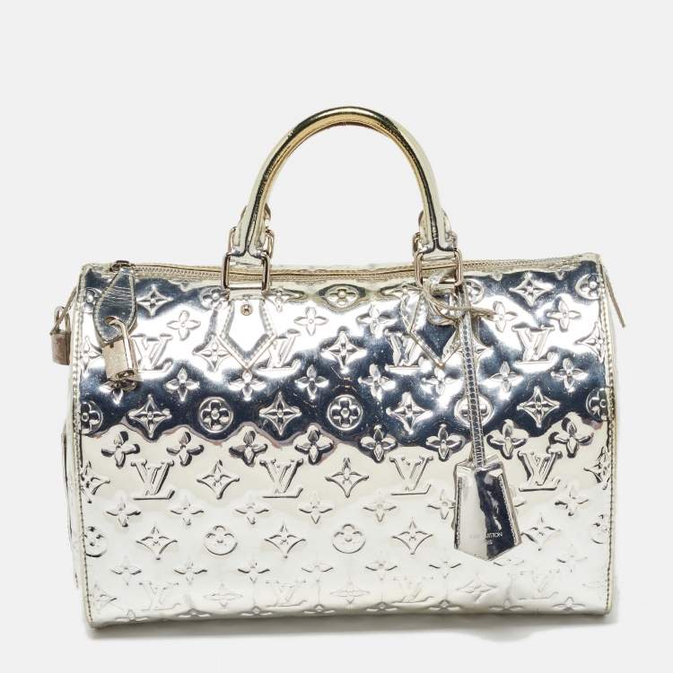 Pre Owned Louis Vuitton Silver Monogram Limited Edition Miroir Speedy 35 Bag