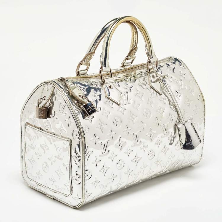 Pre Owned Louis Vuitton Silver Monogram Limited Edition Miroir Speedy 35 Bag