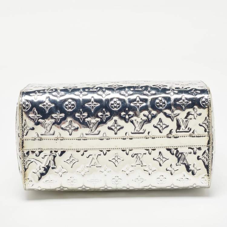 Pre Owned Louis Vuitton Silver Monogram Limited Edition Miroir Speedy 35 Bag