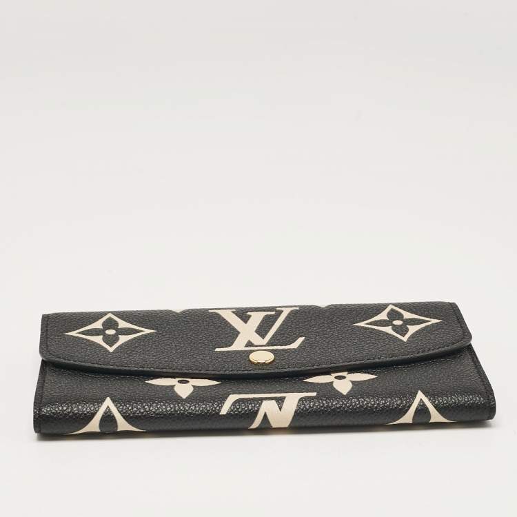 Pre Owned Louis Vuitton Black/Beige Giant Monogram Empreinte Leather Emilie Wallet