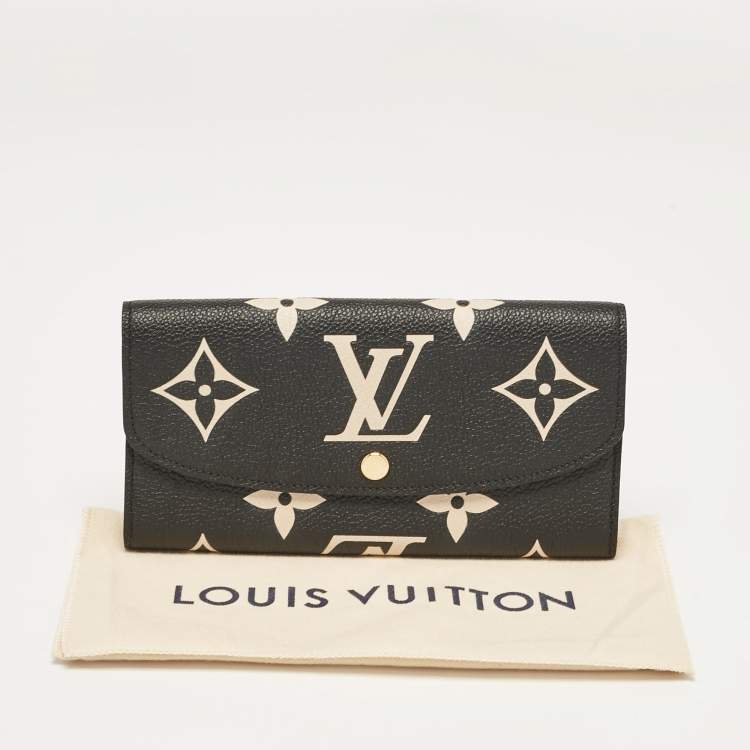 Pre Owned Louis Vuitton Black/Beige Giant Monogram Empreinte Leather Emilie Wallet