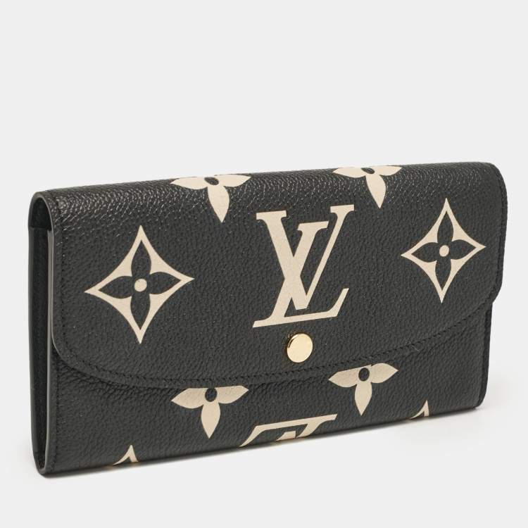 Pre Owned Louis Vuitton Black/Beige Giant Monogram Empreinte Leather Emilie Wallet