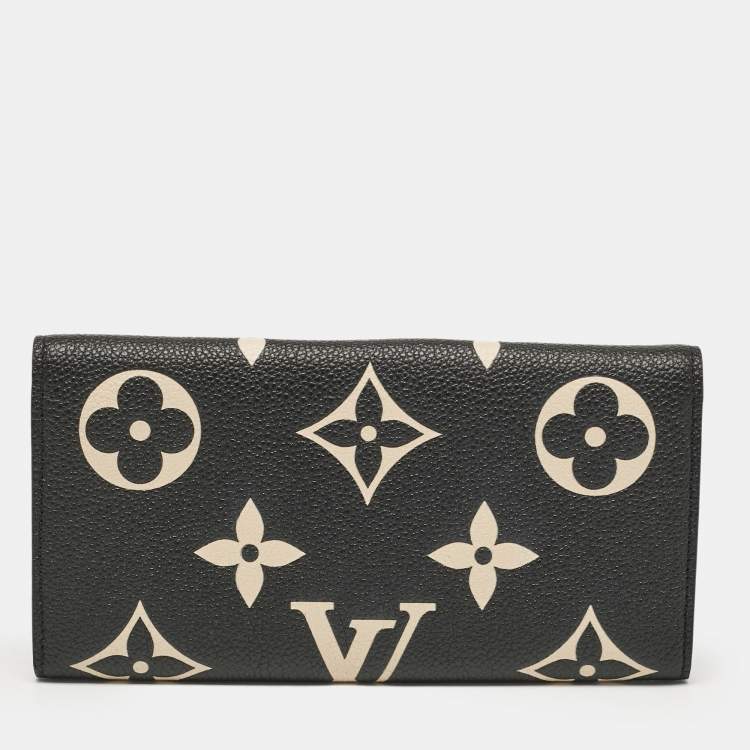 Pre Owned Louis Vuitton Black/Beige Giant Monogram Empreinte Leather Emilie Wallet