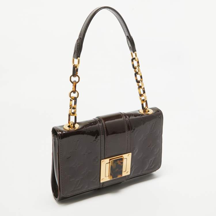 Pre Owned Louis Vuitton Terre D' Ombre Monogram Vernis Vermont Avenue Pochette Bag
