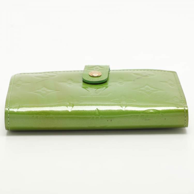 Pre Owned Louis Vuitton Vert Tonic Monogram Vernis Port Feuille Vienoise French Purse Wallet