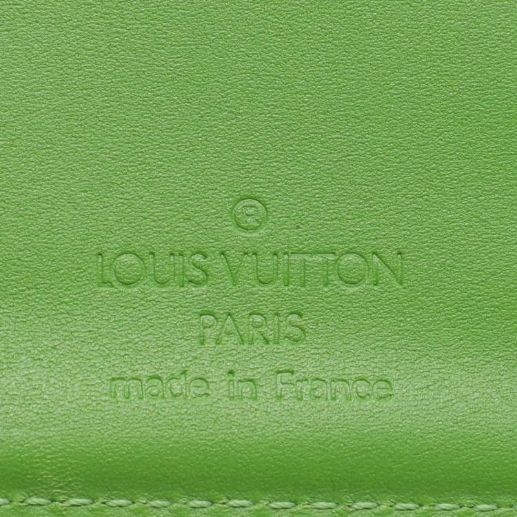Pre Owned Louis Vuitton Vert Tonic Monogram Vernis Port Feuille Vienoise French Purse Wallet