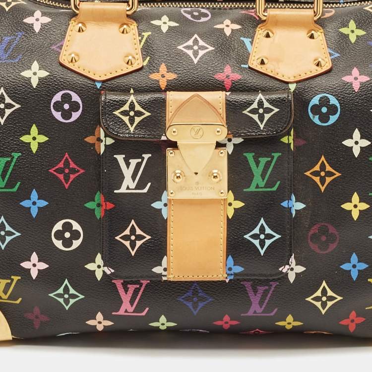 Pre Owned Louis Vuitton Black Monogram Multicolore Canvas Speedy 30 Bag
