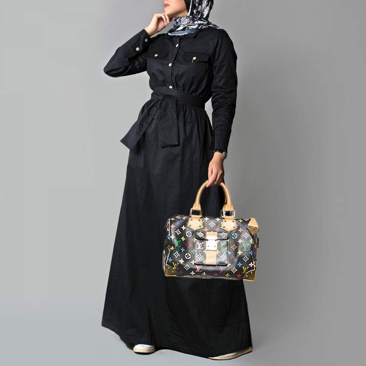 Pre Owned Louis Vuitton Black Monogram Multicolore Canvas Speedy 30 Bag