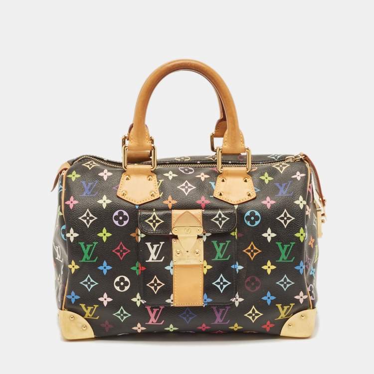 Pre Owned Louis Vuitton Black Monogram Multicolore Canvas Speedy 30 Bag