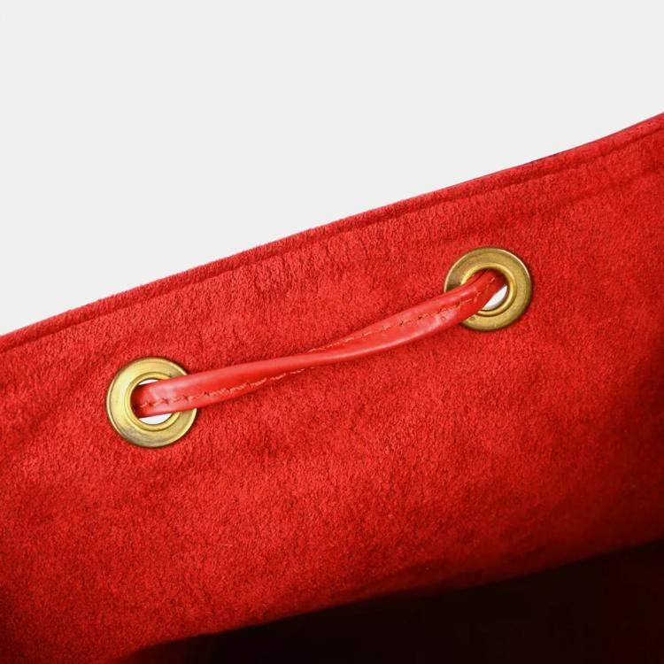 Pre Owned Louis Vuitton Red Epi Petite Noe Bucket Shoulder Bag