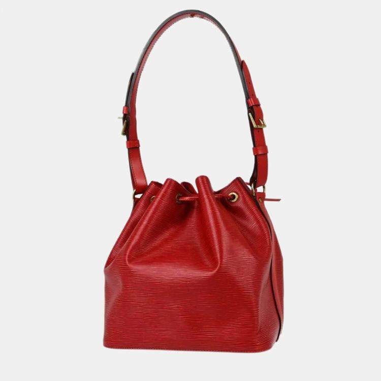 Pre Owned Louis Vuitton Red Epi Petite Noe Bucket Shoulder Bag