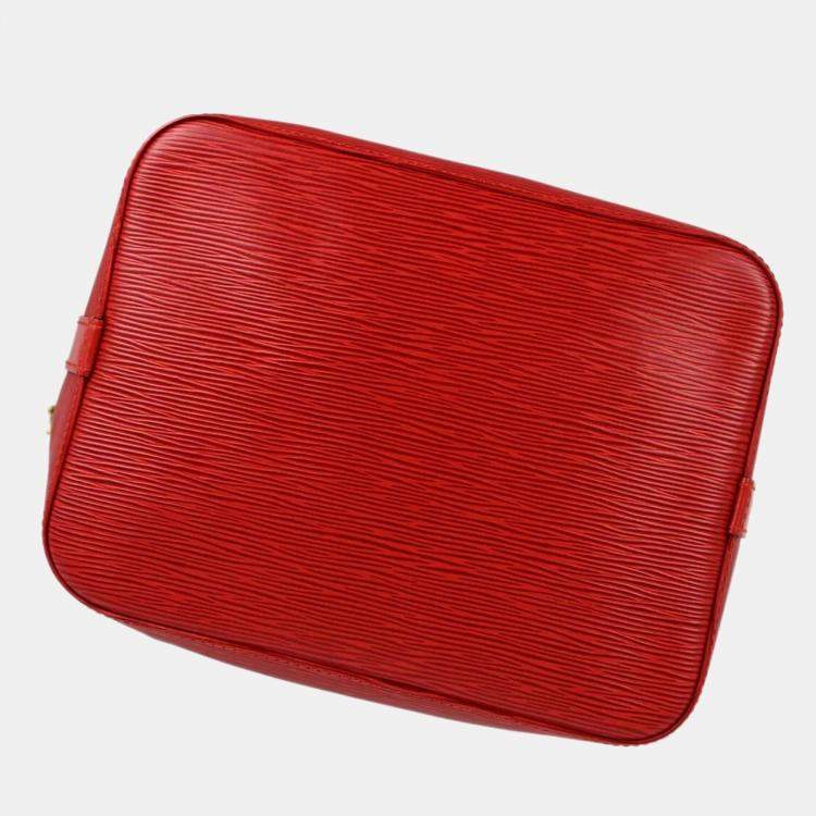 Pre Owned Louis Vuitton Red Epi Petite Noe Bucket Shoulder Bag