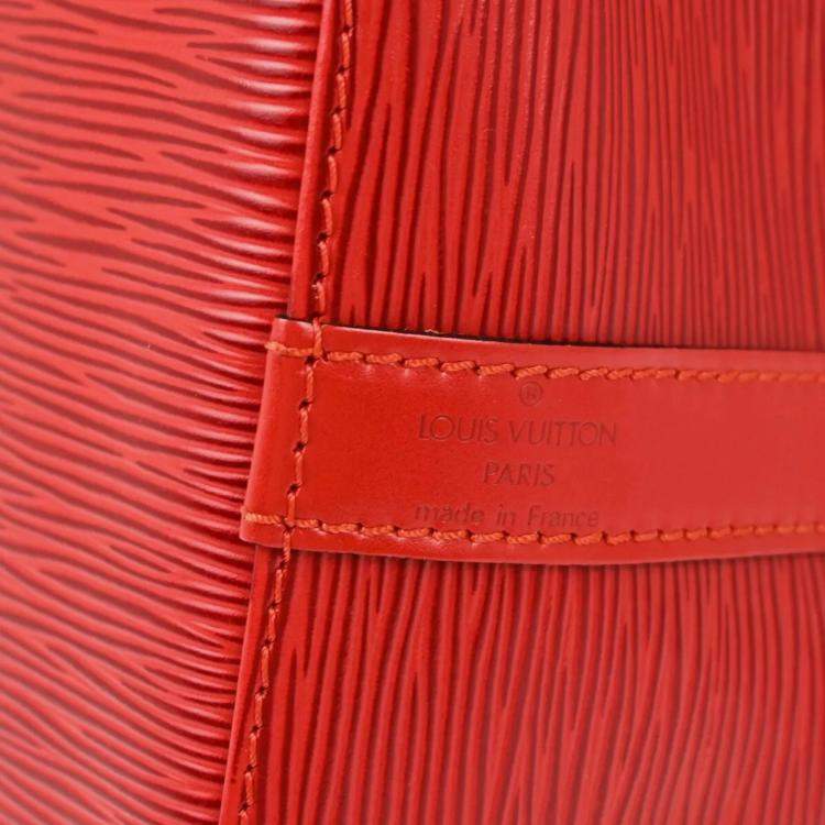 Pre Owned Louis Vuitton Red Epi Petite Noe Bucket Shoulder Bag