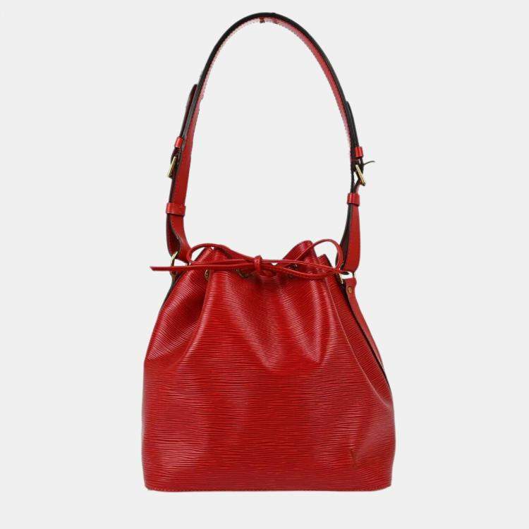 Pre Owned Louis Vuitton Red Epi Petite Noe Bucket Shoulder Bag