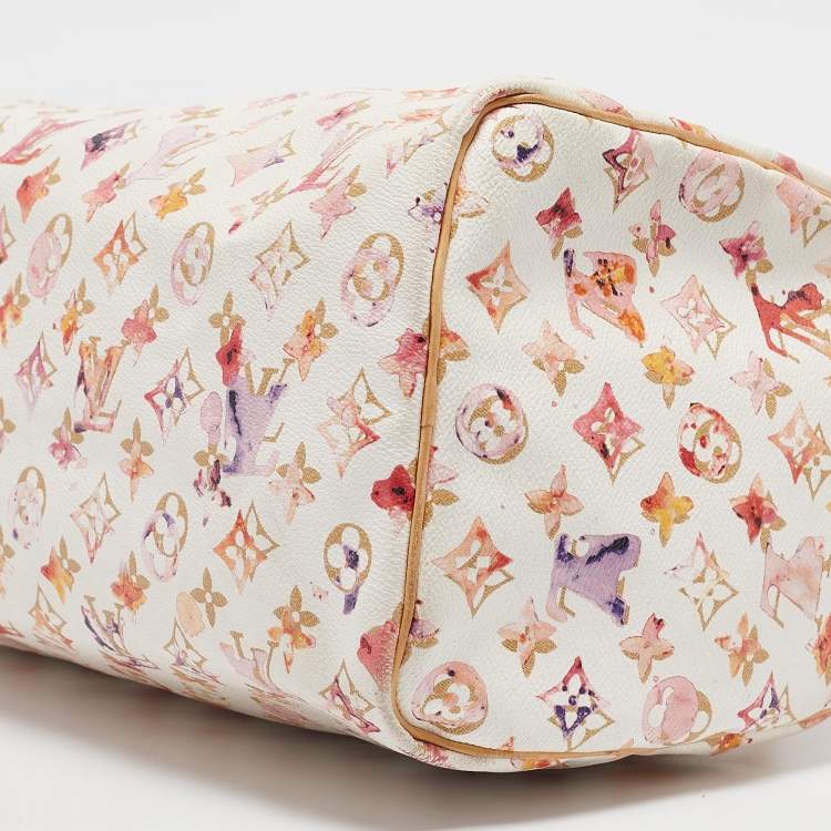 Pre Owned Louis Vuitton Monogram Canvas Watercolor Aquarelle Richard Prince Speedy 35 Bag