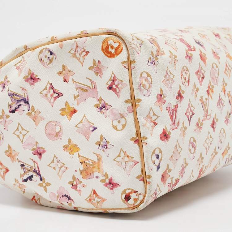 Pre Owned Louis Vuitton Monogram Canvas Watercolor Aquarelle Richard Prince Speedy 35 Bag