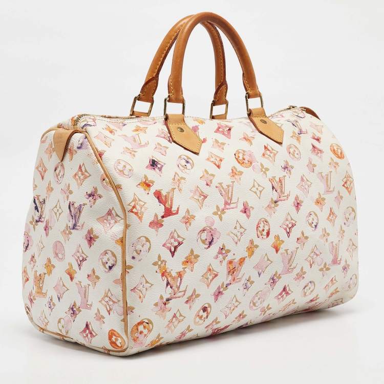 Pre Owned Louis Vuitton Monogram Canvas Watercolor Aquarelle Richard Prince Speedy 35 Bag