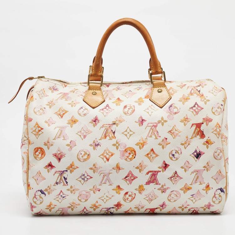 Pre Owned Louis Vuitton Monogram Canvas Watercolor Aquarelle Richard Prince Speedy 35 Bag