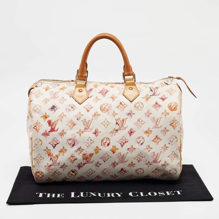 Pre Owned Louis Vuitton Monogram Canvas Watercolor Aquarelle Richard Prince Speedy 35 Bag