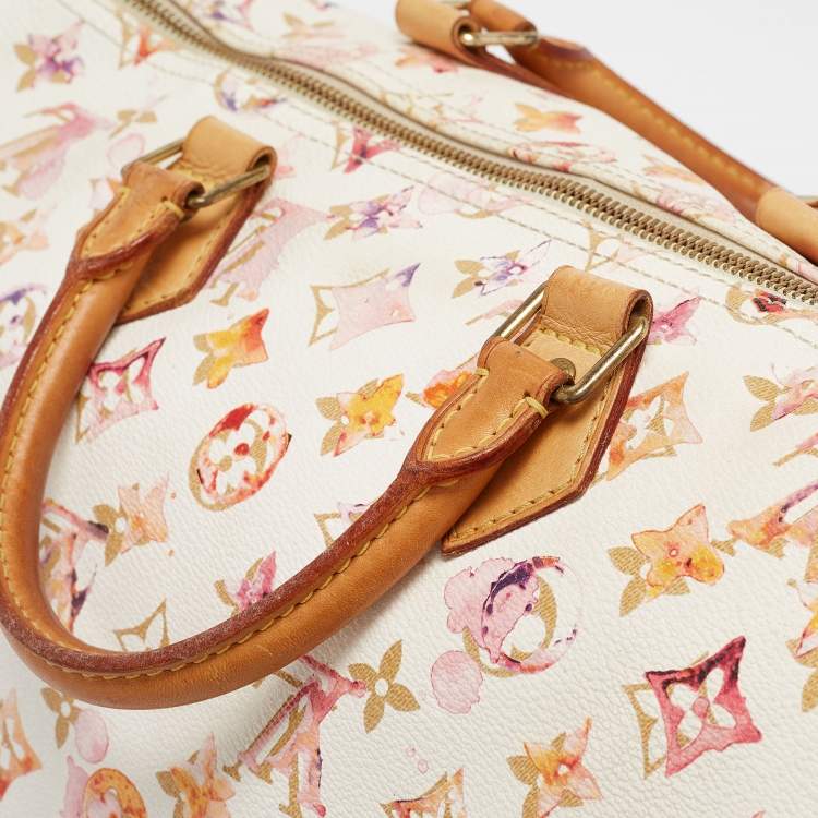 Pre Owned Louis Vuitton Monogram Canvas Watercolor Aquarelle Richard Prince Speedy 35 Bag