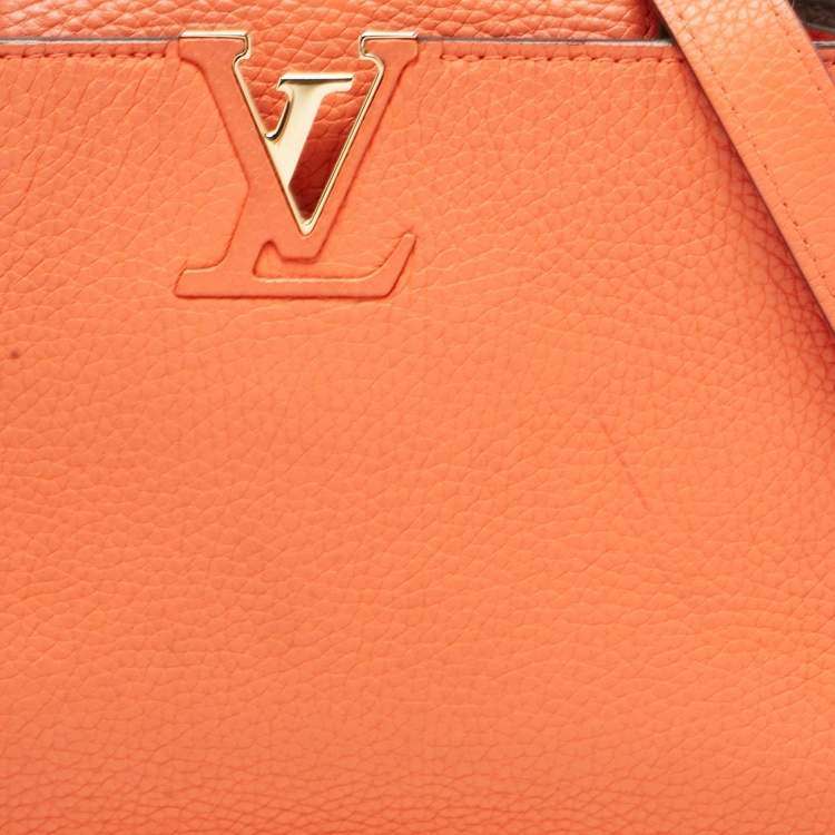 Pre Owned Louis Vuitton Orange Taurillon Leather Capucines BB Bag