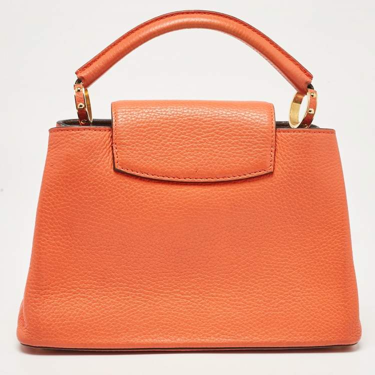 Pre Owned Louis Vuitton Orange Taurillon Leather Capucines BB Bag