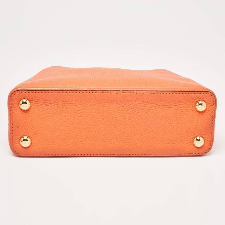 Pre Owned Louis Vuitton Orange Taurillon Leather Capucines BB Bag