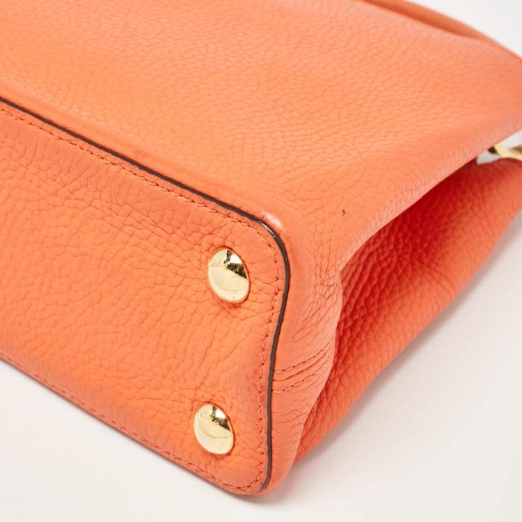 Pre Owned Louis Vuitton Orange Taurillon Leather Capucines BB Bag