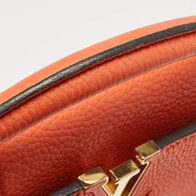 Pre Owned Louis Vuitton Orange Taurillon Leather Capucines BB Bag