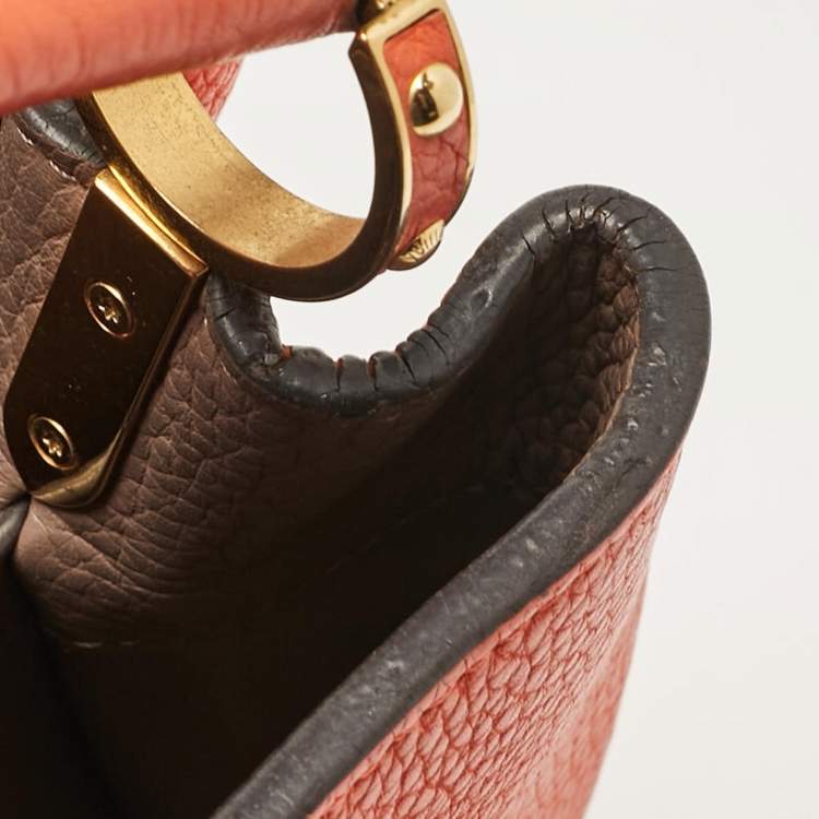 Pre Owned Louis Vuitton Orange Taurillon Leather Capucines BB Bag