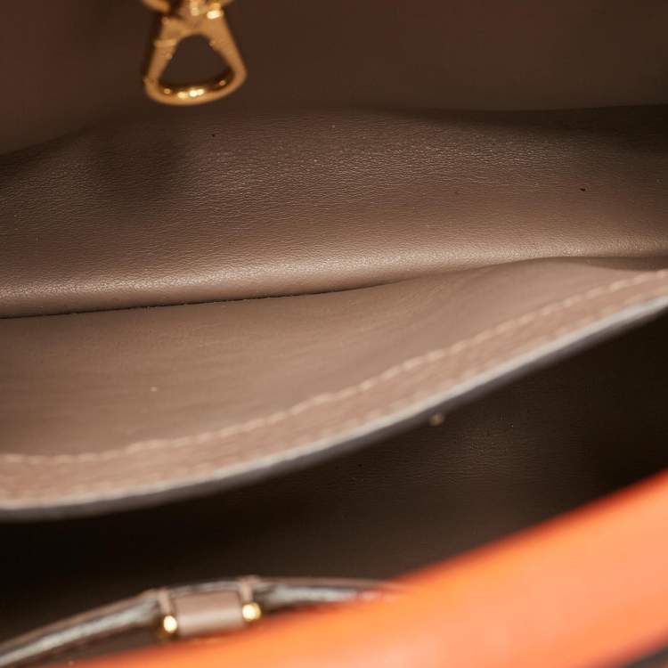 Pre Owned Louis Vuitton Orange Taurillon Leather Capucines BB Bag
