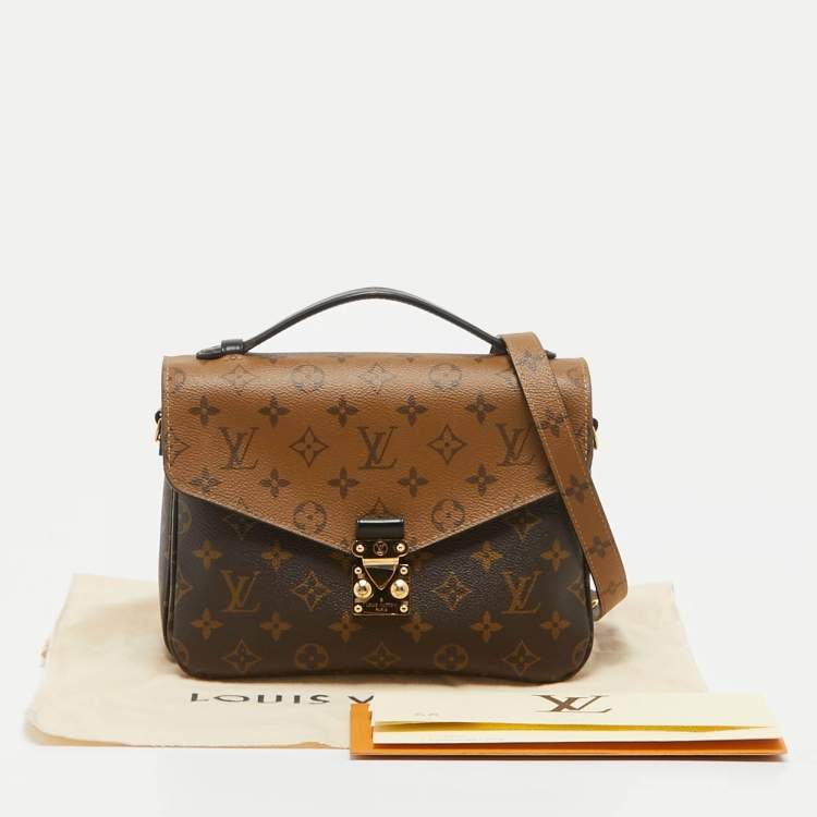 Pre Owned Louis Vuitton Monogram Reverse Canvas Pochette Metis Bag
