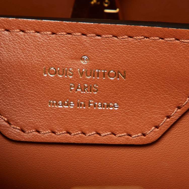Pre Owned Louis Vuitton Raffia and Leather Trim Capucines MM Bag