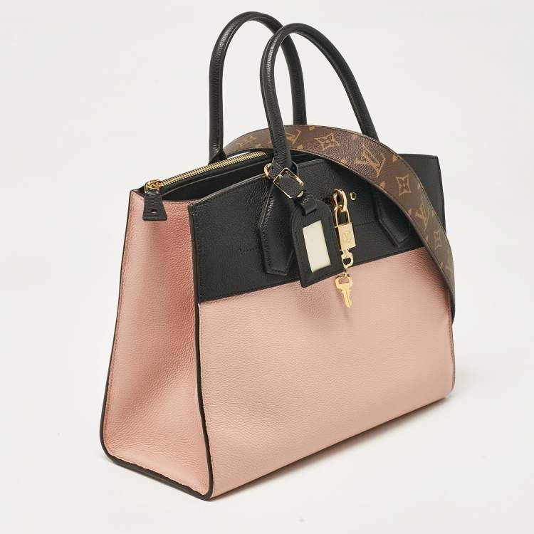 Pre Owned Louis Vuitton Black/Pink Leather City Steamer MM Bag
