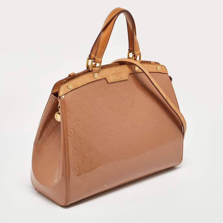 Pre Owned Louis Vuitton Rose Velours Monogram Vernis GM Brea Bag