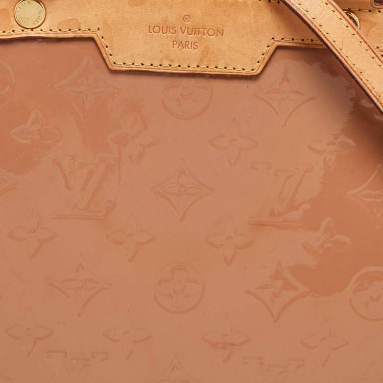 Pre Owned Louis Vuitton Rose Velours Monogram Vernis GM Brea Bag
