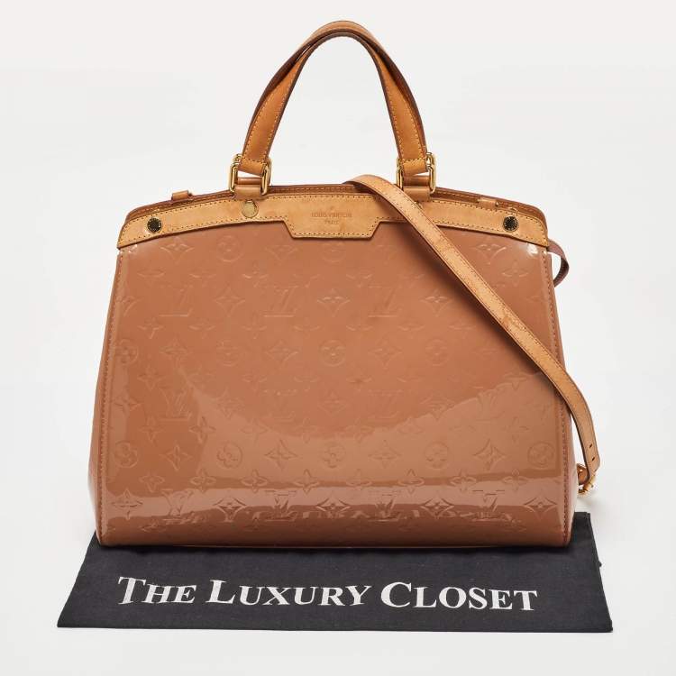 Pre Owned Louis Vuitton Rose Velours Monogram Vernis GM Brea Bag