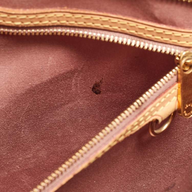 Pre Owned Louis Vuitton Rose Velours Monogram Vernis GM Brea Bag