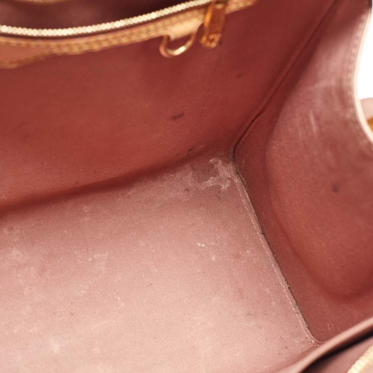 Pre Owned Louis Vuitton Rose Velours Monogram Vernis GM Brea Bag