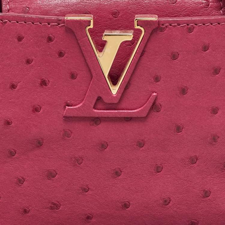 Pre Owned Louis Vuitton Magenta Pink Ostrich Capucines Mini Bag