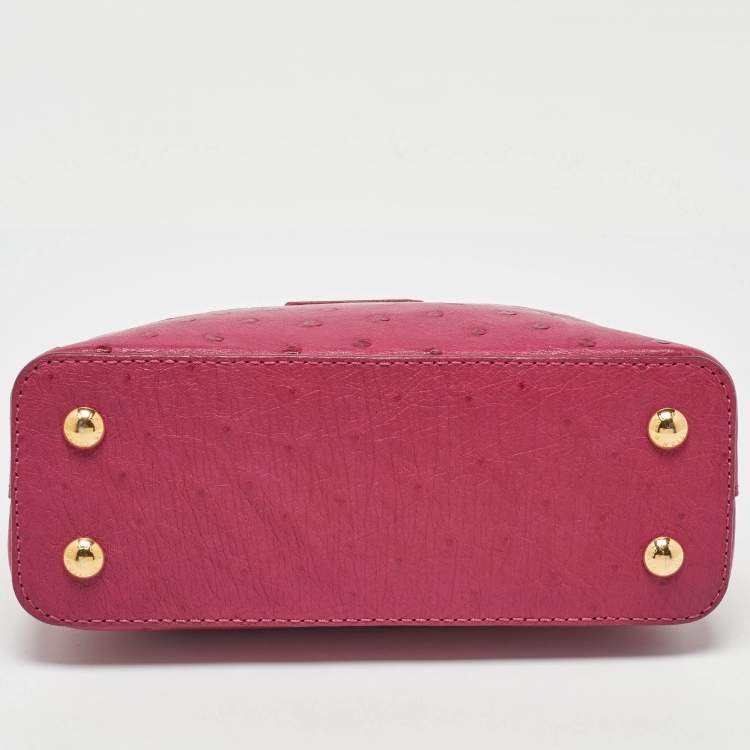 Pre Owned Louis Vuitton Magenta Pink Ostrich Capucines Mini Bag