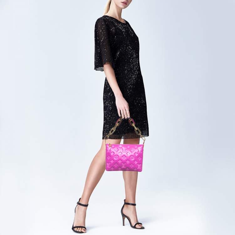Pre Owned Louis Vuitton Orchid Monogram Embossed Puffy Leather Coussin BB Bag