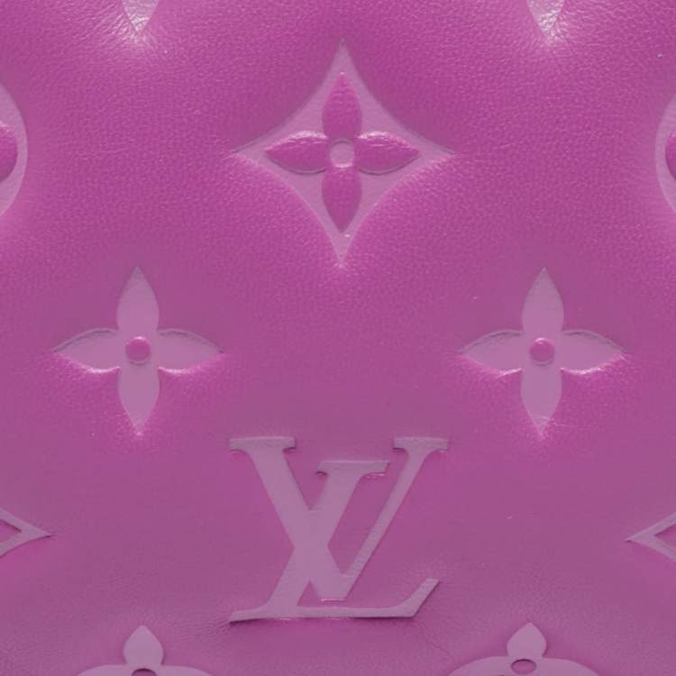 Pre Owned Louis Vuitton Orchid Monogram Embossed Puffy Leather Coussin BB Bag