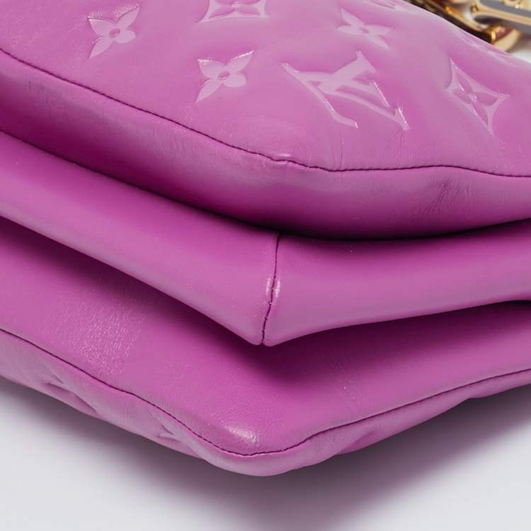 Pre Owned Louis Vuitton Orchid Monogram Embossed Puffy Leather Coussin BB Bag