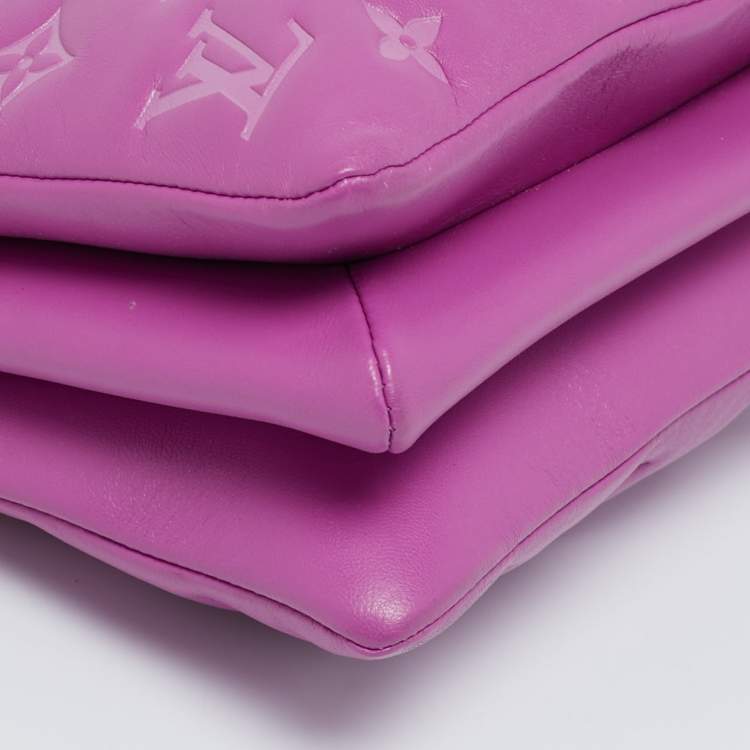 Pre Owned Louis Vuitton Orchid Monogram Embossed Puffy Leather Coussin BB Bag