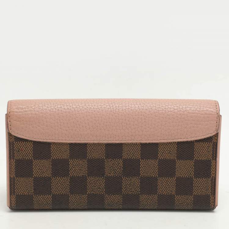 Pre Owned Louis Vuitton Damier Ebene Canvas and Leather Normandy Continental Wallet